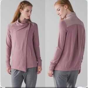 Lululemon Coast Wrap‎ Jacket Size 8 Chalky Rose Funnel Neck Cacoon Wrap Casual